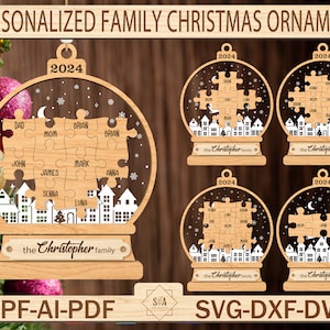 Personalisierte Familie Weihnachten Ornament svg, Familie Weihnachten Ornament svg, Holz Ornament, Weihnachtsgeschenke svg, Glowforge SVG-Dateien