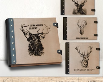 Hunter Wooden Photo Album With Deer Gift Svg, Book For Deer Gift For Hunter, Gift For Husband  Gift For Father,Personalized Deer Hunting