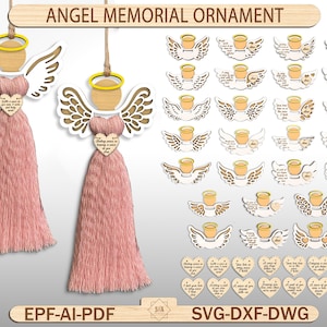 Angel Memorial Ornament SVG, Remembrance Ornament, Memorial Christmas Ornament SVG, Sympathy Ornament File, Laser File, Glowforge SVG File