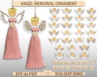 Adorno conmemorativo de ángel SVG, adorno conmemorativo, adorno navideño conmemorativo SVG, archivo de adorno de condolencia, archivo láser, archivo SVG Glowforge