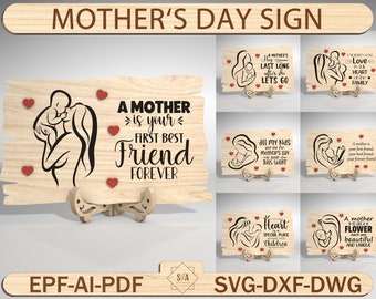 Muttertagszeichen-Svg, Geschenk für Mutter, Mütter Laser-Schnitt-Datei, Muttertag-Regalzeichen-Datei, Muttertag-Svg, Lasercut-Datei für Glowforge