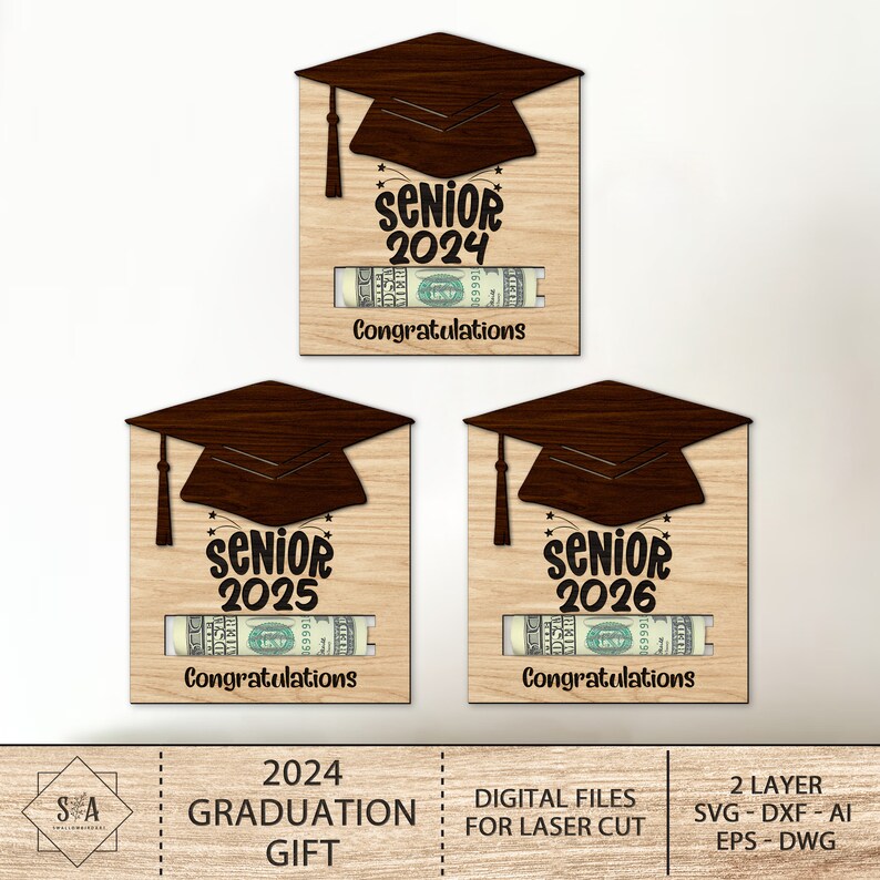 Graduation Money Gift Card Holder Laser Cut Bundle , Class of 2024 ...
