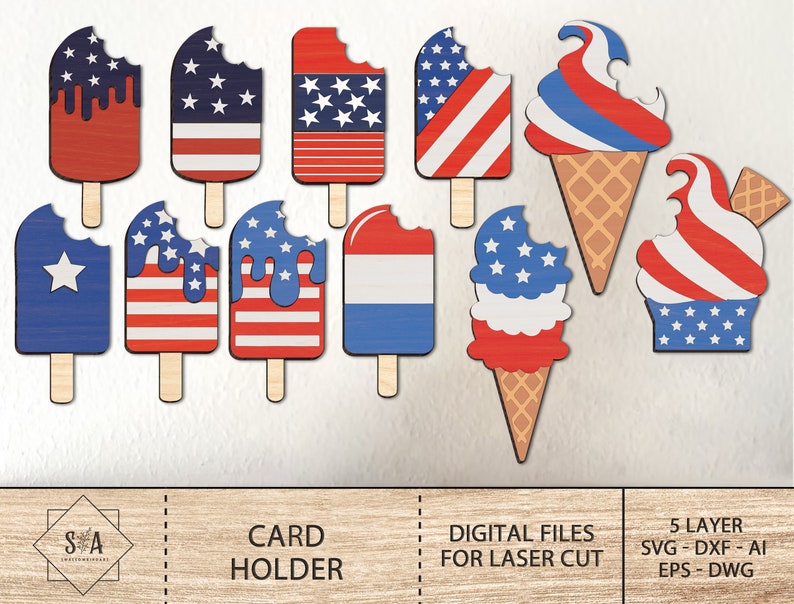 4th July Popsicle Bundle Svg, Patriotic Svg, Patriotic Popsicle Svg, 4th Of July Laser Cut Svg, Red White And Blue,Digital Download Svg image 2