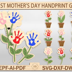 Kinder Handabdruck Schilder Schnittdatei, Erster Muttertag Handabdruck Geschenk, Muttertag Handwerk SVG-Datei, Erster Muttertag, Kinder Handabdruck Zeichen SVG
