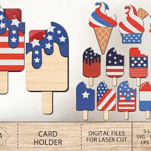 Paquete de paletas del 4 de julio Svg, Patriotic Svg, Patriotic Popsicle Svg, 4 de julio Laser Cut Svg, Rojo, blanco y azul, descarga digital Svg