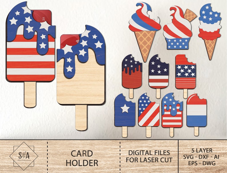 4th July Popsicle Bundle Svg, Patriotic Svg, Patriotic Popsicle Svg, 4th Of July Laser Cut Svg, Red White And Blue,Digital Download Svg image 1