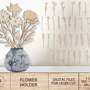 Wildflower Svg Bundle, Laser Cut Flowers Svg, Wood Flowers Svg, Laser Cut File For Cricut And Glowforge, Wildflower Laser Cut