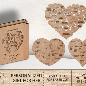 Razones personalizadas por las que te amo rompecabezas de madera, razones por las que te amo, regalo de aniversario de San Valentín de boda, regalos del día de San Valentín para ella