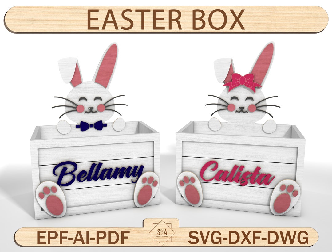 Bunny Basket Gift Box Laser Cut File Svg,easter Egg Basket Svg ,easter ...