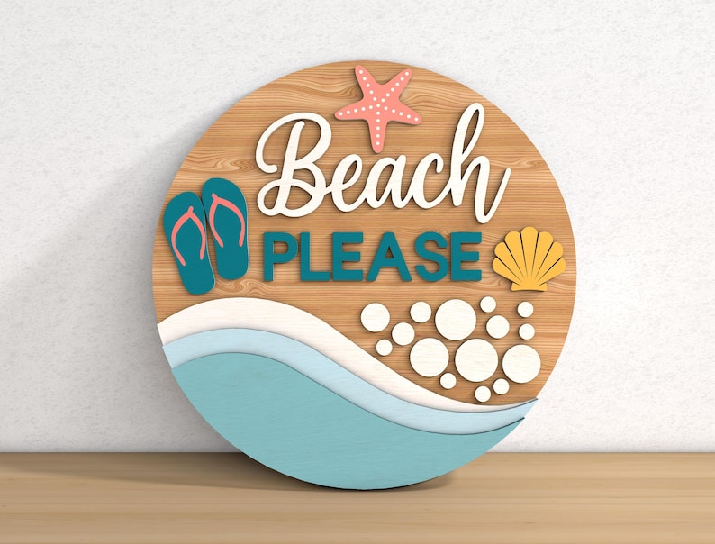 Beach Life Starfish Sign, Welcome to the Beach Sign, Round Door Hanger ...