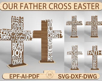 Easter Cross Svg, Easter Svg, Easter Laser Cut, Easter Files Svg, Faith Svg, Religious Sign Svg, He Is Risen Sign Svg, Digital Download