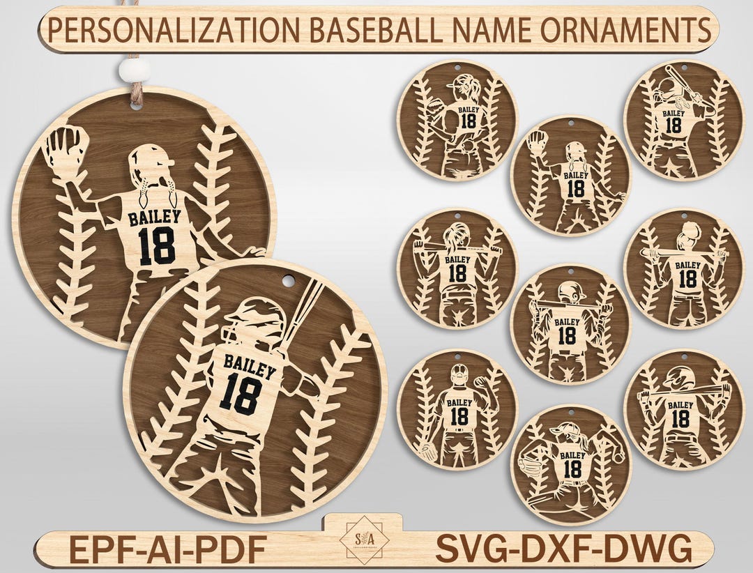 Personalization Baseball Name Ornaments, Baseball Male and Female ...