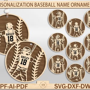 Personalization Baseball Name Ornaments, Baseball Male and Female Options , Personalized Name, Baseball Player, Baseball