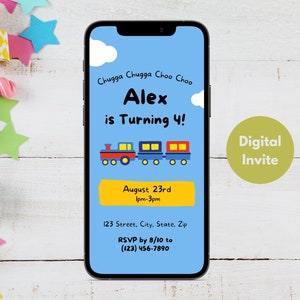 Train Birthday Invitation | Train Themed Party Invite | Choo Choo Train Birthday Party Invitation | Boys Birthday Transportation Party
