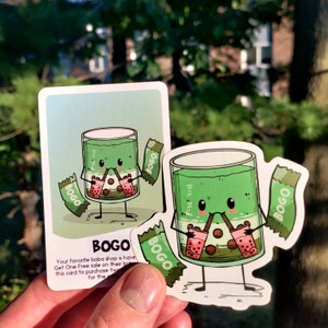 Matcha Milk Tea Boba Character Sticker | Waterproof and Scratch Resistant Sticker | Adorable and Cute Stickers