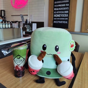 Cute Boba Tea Plush Stuffed Bubble Tea Plushie Cartoon Soft Strawberry Milk Tea  Cup Fruit Pillow Home Hugging Gift for Kids Big Eyes,25CM 