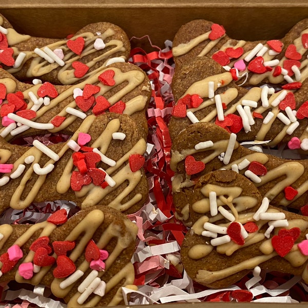 Glazed Peanut Butter Crunch Bones with Valentine's Day Sprinkles- All Natural  Dog Treats