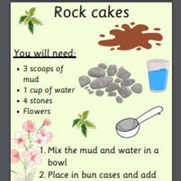 Spring Mud Kitchen recipe set of 6 cards