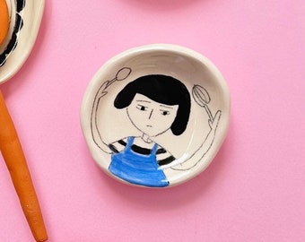 Girl Mini Plate | Handmade Ceramic Spoon Rest | Minimalist Home Decoration | Aesthetic Design Tableware