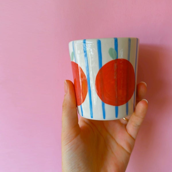 Handmade Apple Mug: Ceramic Pottery Coffee Cup, Unique Kitchen Decor