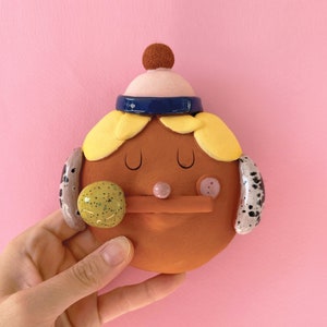 Beanie Dog Ceramic Wall Mask: Handmade Whimsical Wall Art