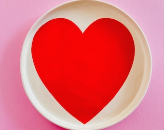 LOVE Plate | Handmade Ceramic Serving Plate |  Unique Minimalist Home Decoration |  Hand Painted Wall Decor