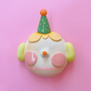 Handmade Ceramic Party Dog Wall Decor: Whimsical Art Object