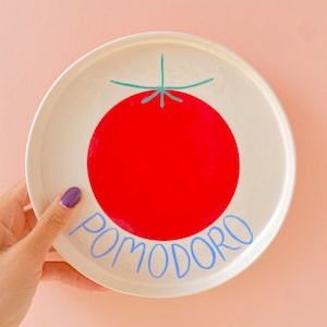 Pomodoro Wandteller | Handgefertigtes Keramikgeschirr, Handbemalte Einzigartige Wanddekoration