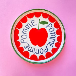 Pomme Plate | Hand painted Ceramic Wall Decor | Original Design Aesthetic Kitchenware
