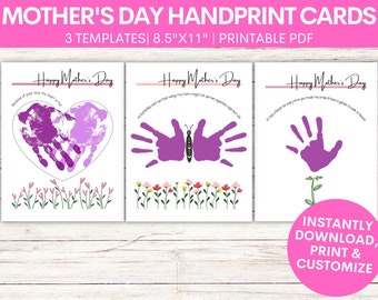 Mother's Day Handprint Keepsake Art Templates | Hand Print Craft for Kids | Keepsake Art Gift | Toddler Mother's Day Gift | Printable PDF