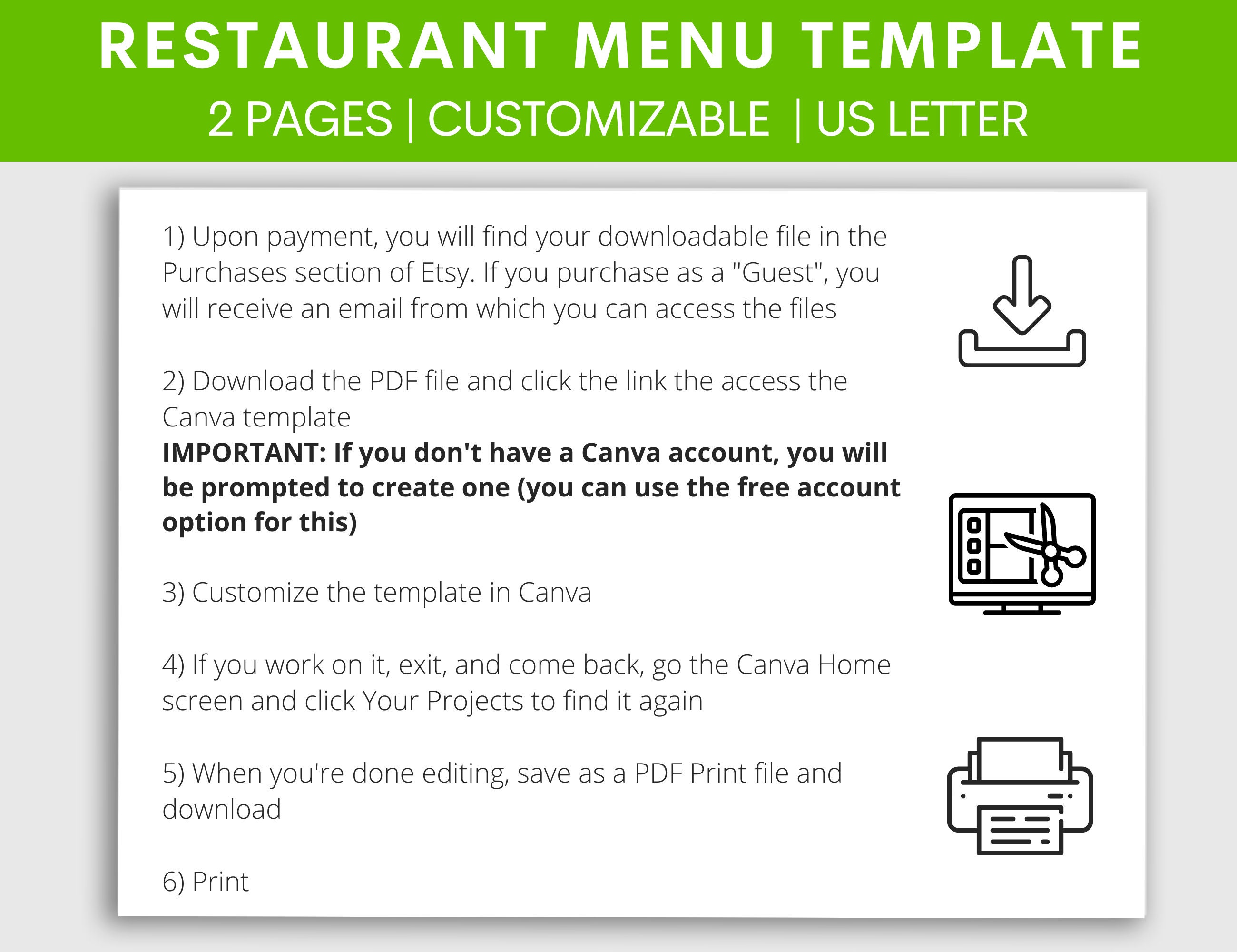 Menu Template | Price List | Editable | Customize in Canva | Restaurant ...