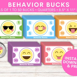 Behavior Bucks | Mom Bucks | Dad Bucks | Chore Bucks | Star System | Printable PDF | Downloadable | For Boys & Girls