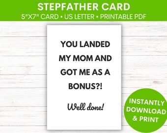Stepfather Greeting Card | Funny Father's Day | Card for Stepdad | From Son | From Daughter | Funny Printable PDF Card