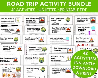 Kids Road Trip Activity & Games Bundle for Toddlers, Teens, Tweens | Printable Book or Kit for Summer Family Road Trip | For Girls or Boys