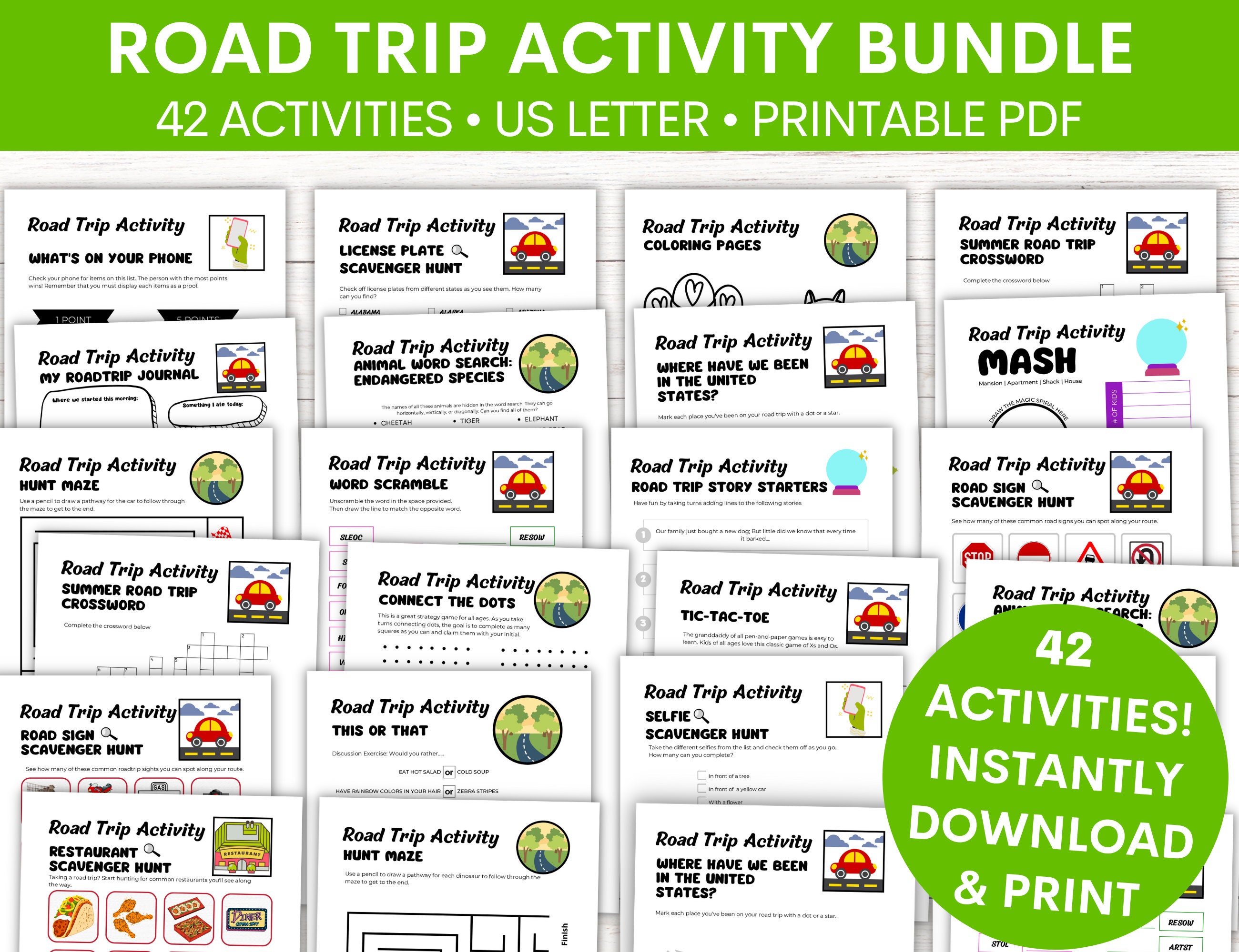 Mega Kids Road Trip Games, Travel Activities, Road Trip Games Bundle, Kids  Travel Games, Kids Car Activities, Family Road Trip Games 