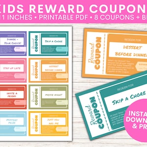 Kids Reward Gift Coupons | Printable | Children’s Voucher | Birthday | Good Grades Reward | Easy Print | Downloadable | For Boys & Girls