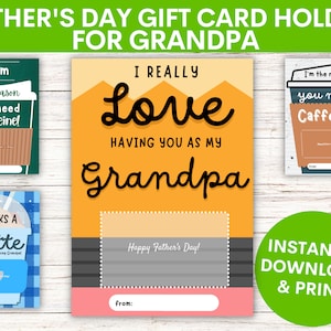 Opa's Vatertag Kaffee Geschenk Kartenhalter | Großvatertagsgeschenk | Danke Kaffee Geschenk Kartenhalter | Druckbare PDF | Herunterladbar