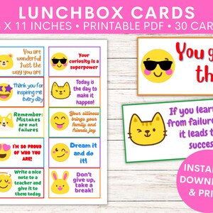Notas de la lonchera para niños / Tarjetas positivas de la lonchera / Prueba colorida e inspiradora Tomando notas de aliento para adolescentes y preadolescentes / Imprimible
