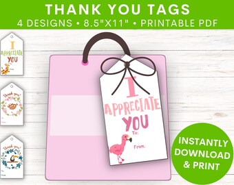 Thank You Tags | Appreciation Gift Tags | Kids Party Favor Tags | Teacher Appreciation Tags | For Boys & Girls | Printable | Downloadable
