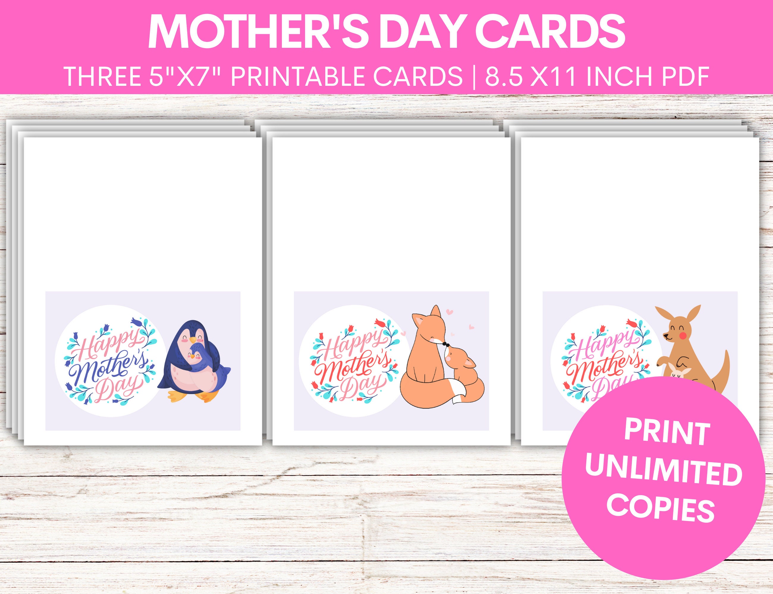 Printable Mother's Day Greeting Card Bundle | Blank Mother's Day Card ...
