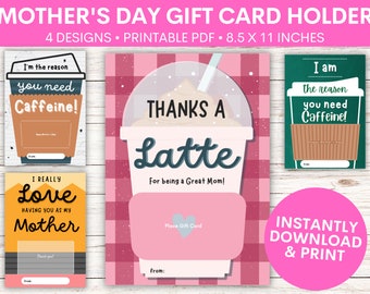 Mother's Day Coffee Gift Card Holder | Mom's Day Gift | Thank You Coffee Gift Card Holder | Printable PDF | Downloadable