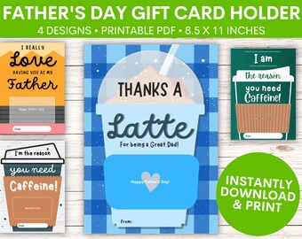 Father's Day Coffee Gift Card Holder | Dad's Day Gift | Thank You Coffee Gift Card Holder | Printable PDF | Downloadable