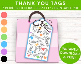 Thank You Tags | Appreciation Gift Tags | Kids Party Favor Tags | Language Teacher Appreciation Tags | For Boys & Girls | Printable