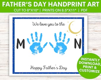 Father's Day Handprint Art Keepsake Templates | Hand Print Craft for Dad | Keepsake Art Gift | Toddler Dad's Day Gift | Printable PDF