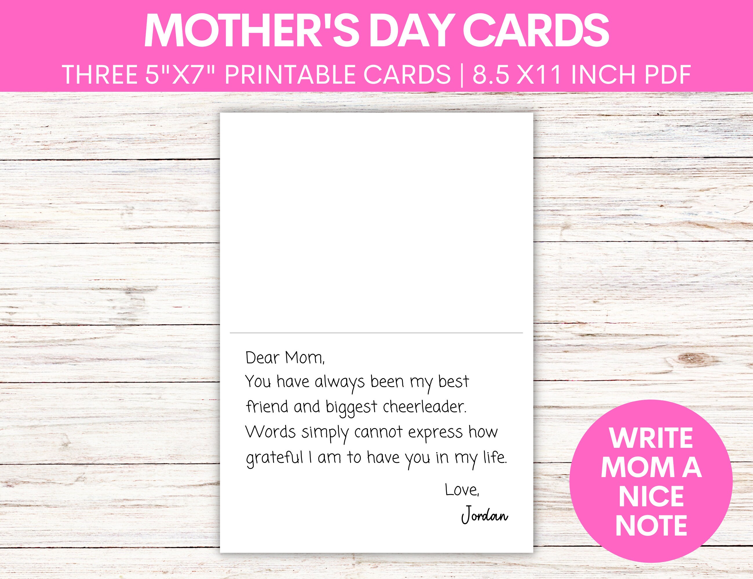 Printable Mother's Day Greeting Card Bundle | Blank Mother's Day Card ...