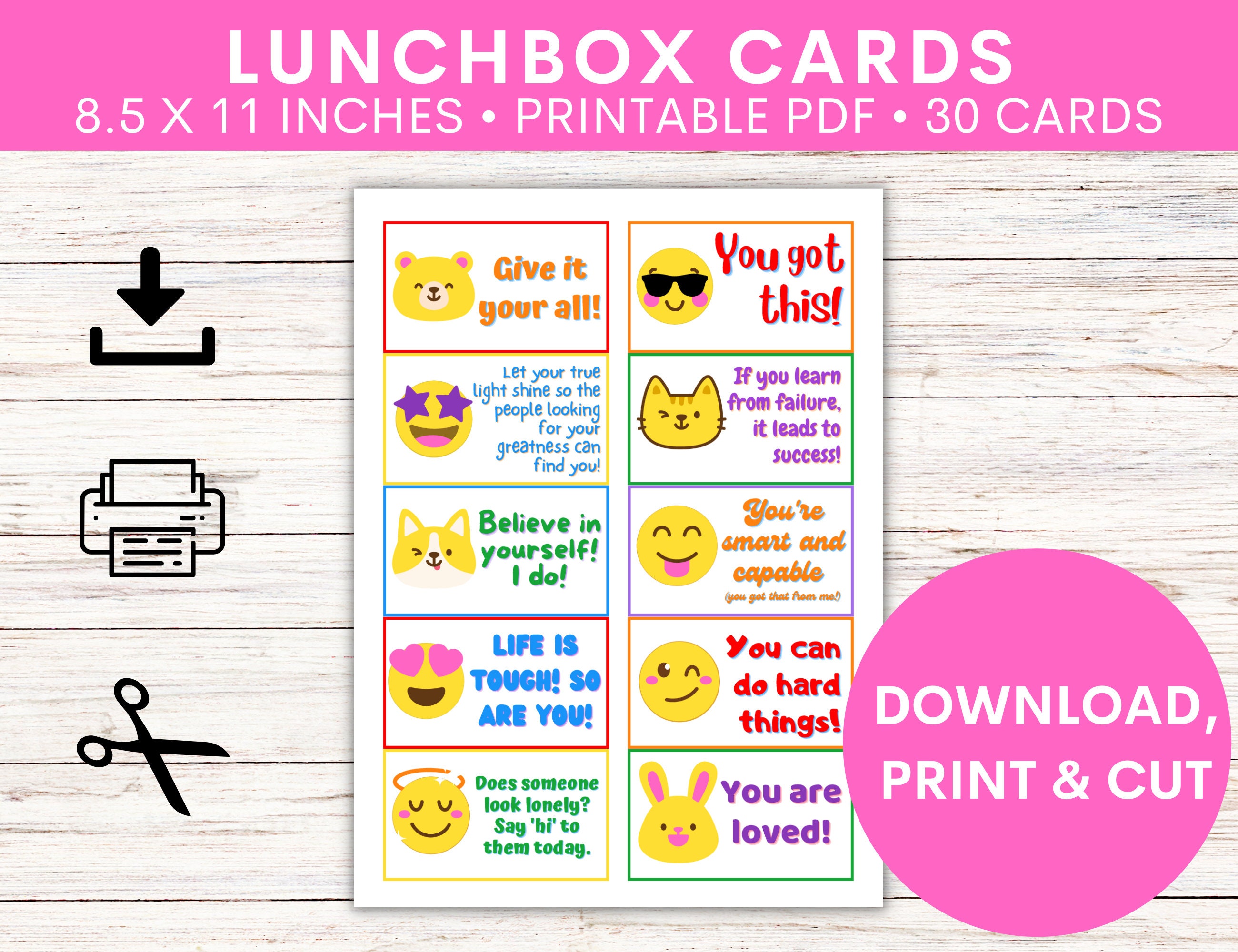 Lunchbox Notes for Kids | Positive Lunch Box Cards | Colorful Inspiring ...