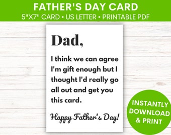 Father's Day Greeting Card | Funny Card for Dad | From Son | From Daughter | Funny Printable PDF Card | Card for Dad | Printable PDF