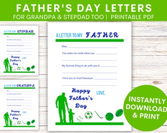 Father's Day Letter | Stepdad Letter | Grandpa Letter | Father's Day Card | Printable | Digital