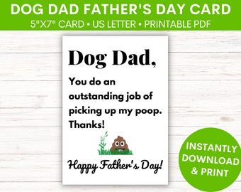 Dog Dad Father's Day Greeting Card | Funny Pawther's Day | Card for Pawrent | From Dog | From Puppy | Funny Printable PDF Card