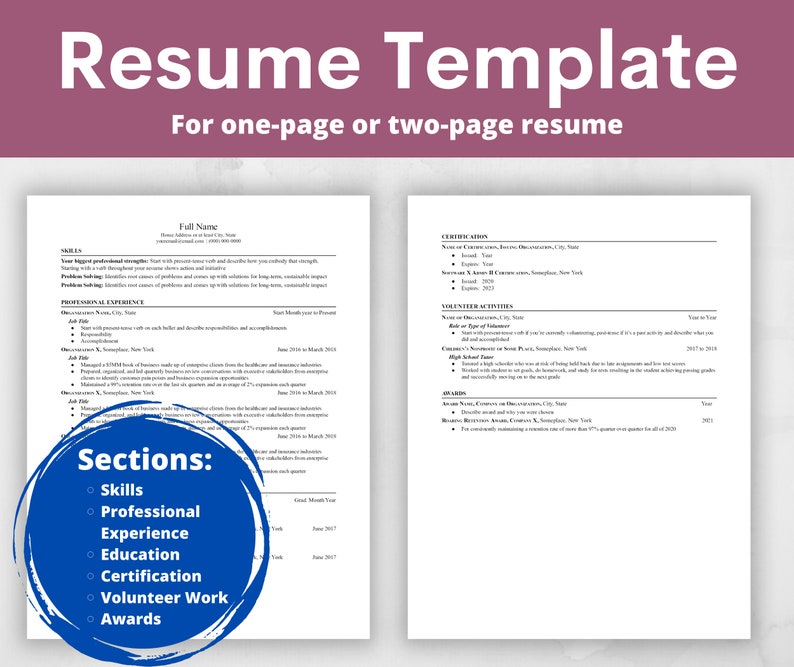 Resume Template CV Template Word Google Docs Apple Pages Modern Resume ...
